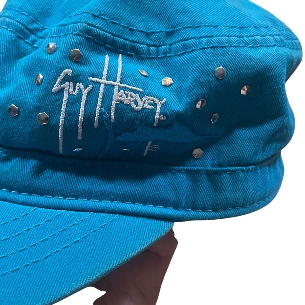 Guy Harvey Cap Bedazzled Rhinestone Beach Fishing Bluewater Turquoise Women OSFA